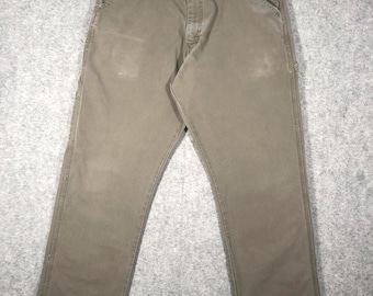 Calça jeans vintage masculina, corte regular, perna larga, estilo carpinteiro - W34/L30