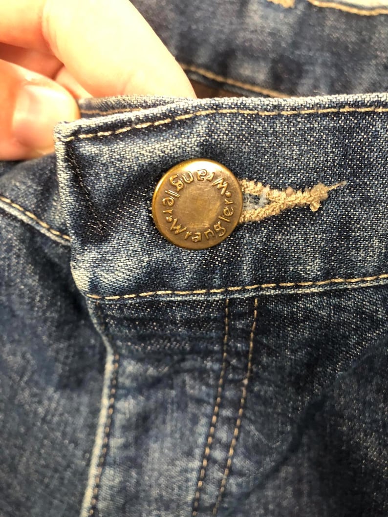 Calça jeans vintage Wrangler masculina, corte regular, perna larga, modelo carpinteiro - W34/L30 imagem 4