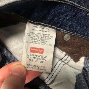 Calça jeans vintage Wrangler masculina, corte regular, perna larga, modelo carpinteiro - W34/L30 imagem 5