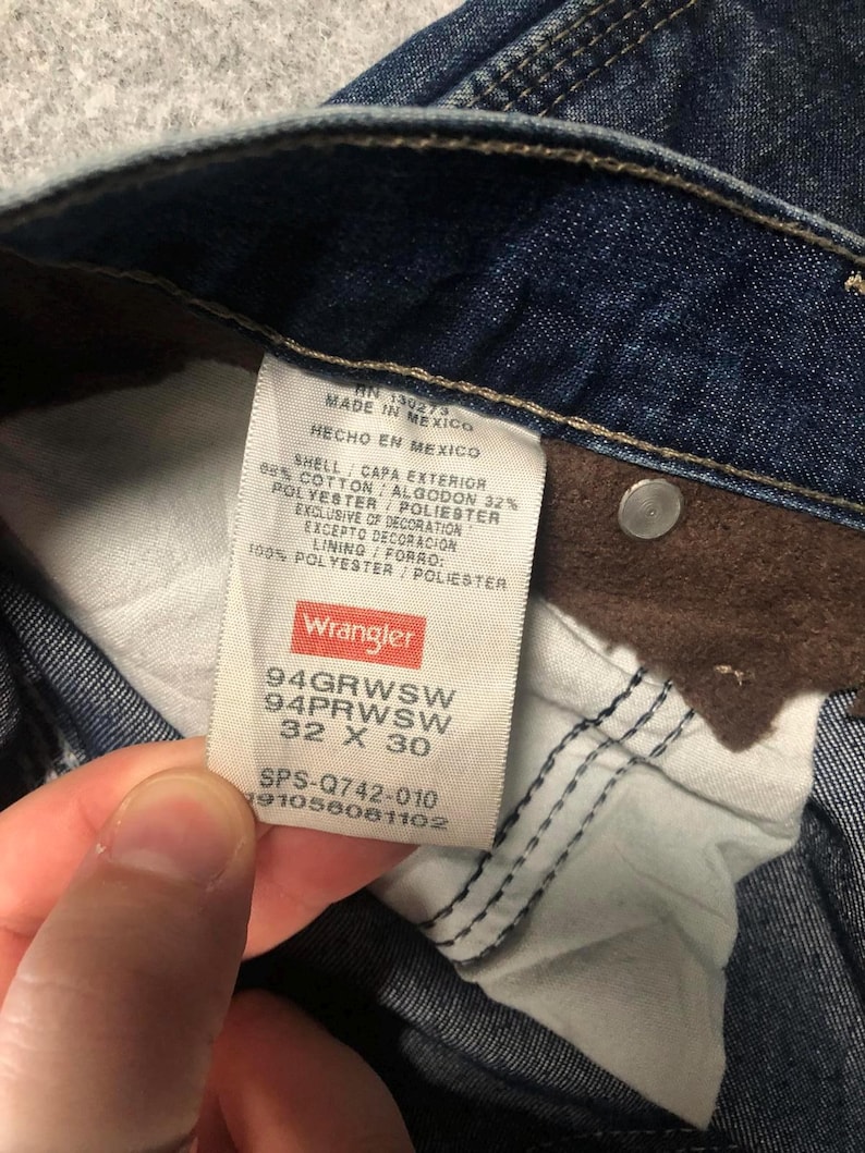 Calça jeans vintage Wrangler masculina, corte regular, perna larga, modelo carpinteiro - W34/L30 imagem 5