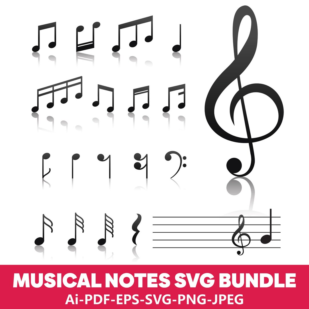Music Notes SVG Bundle | Treble Clef, Symbols (digital Download) - Etsy ...