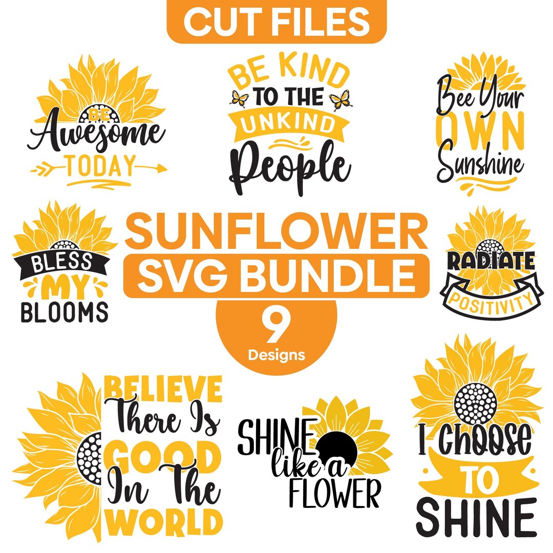 Sunflower SVG Bundle, Floral Cut Files for Cricut, Summer Designs ...