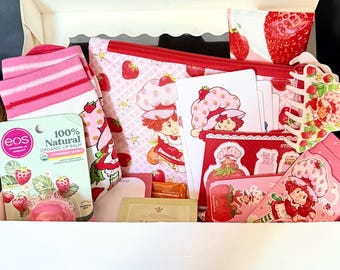 Strawberry Shortcake Inspired “Everything But the Book” Box | Handmade Bookmark Gift Set | Kawaii Stationery Bundle