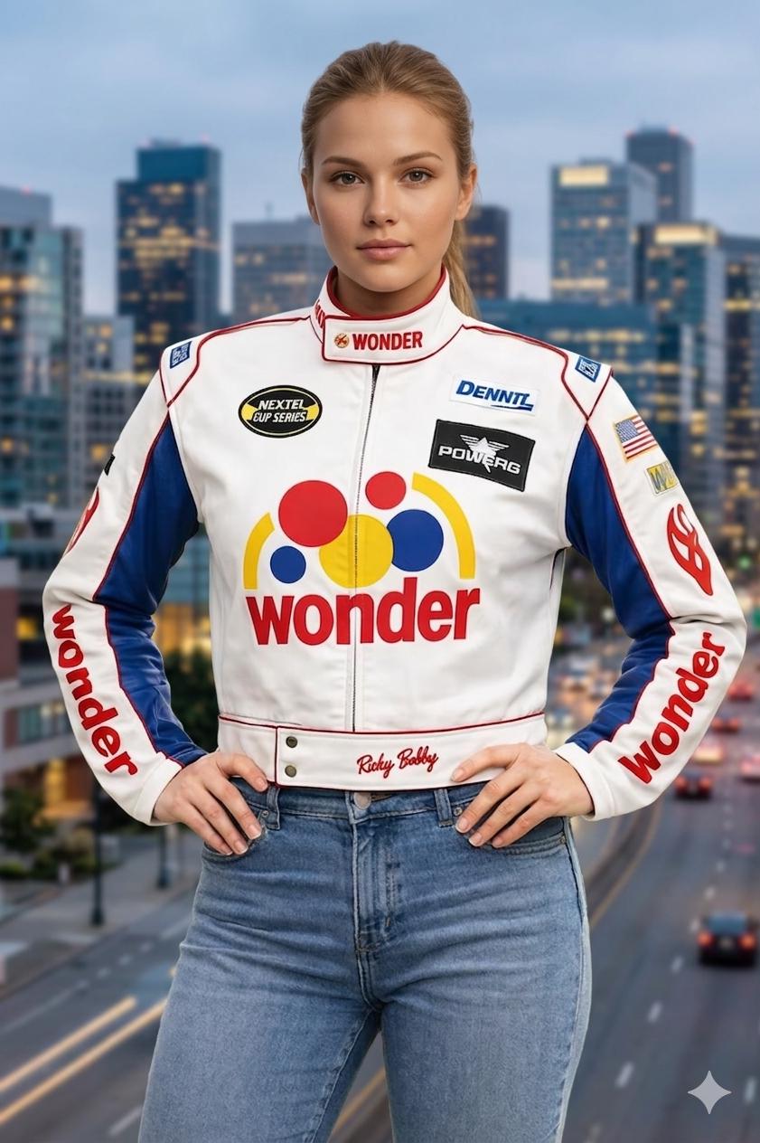 rickyADDICT CLOTHES NEW VINTAGE ア Women's Tlladega Nights Wonder Bread Racing Jacket – Carly & Ricky