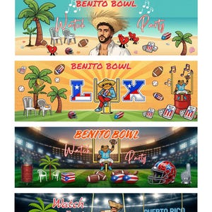 Benito Bowl Watch Party Banner Vorlage, Latein Fußball Dekor (Digitaler Download)