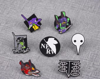 Set di spille smaltate Neon Genesis Evangelion, spilla Eva Unità 01 02 NERV SEELE Sachiel, regalo per collezionisti di anime, set di spille da bavero Mecha per zaino