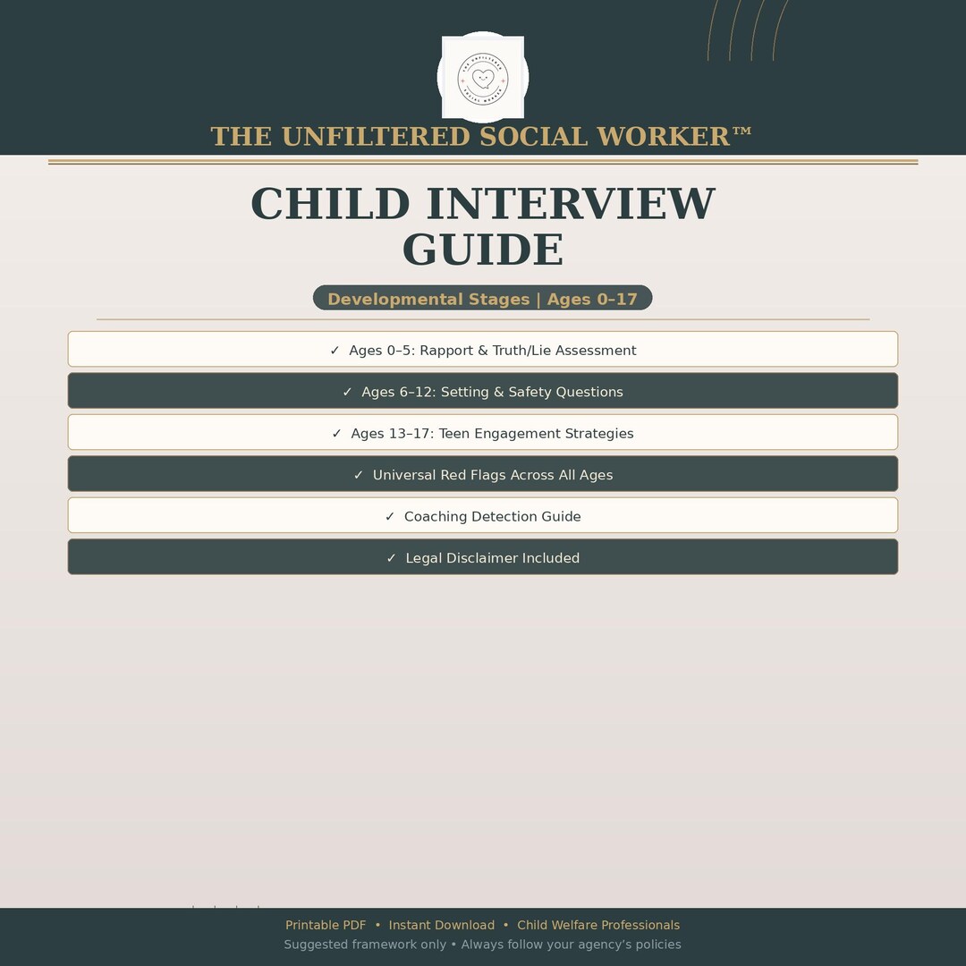 Child Interview Guide for Social Workers | Developmental Stages Ages 0 ...