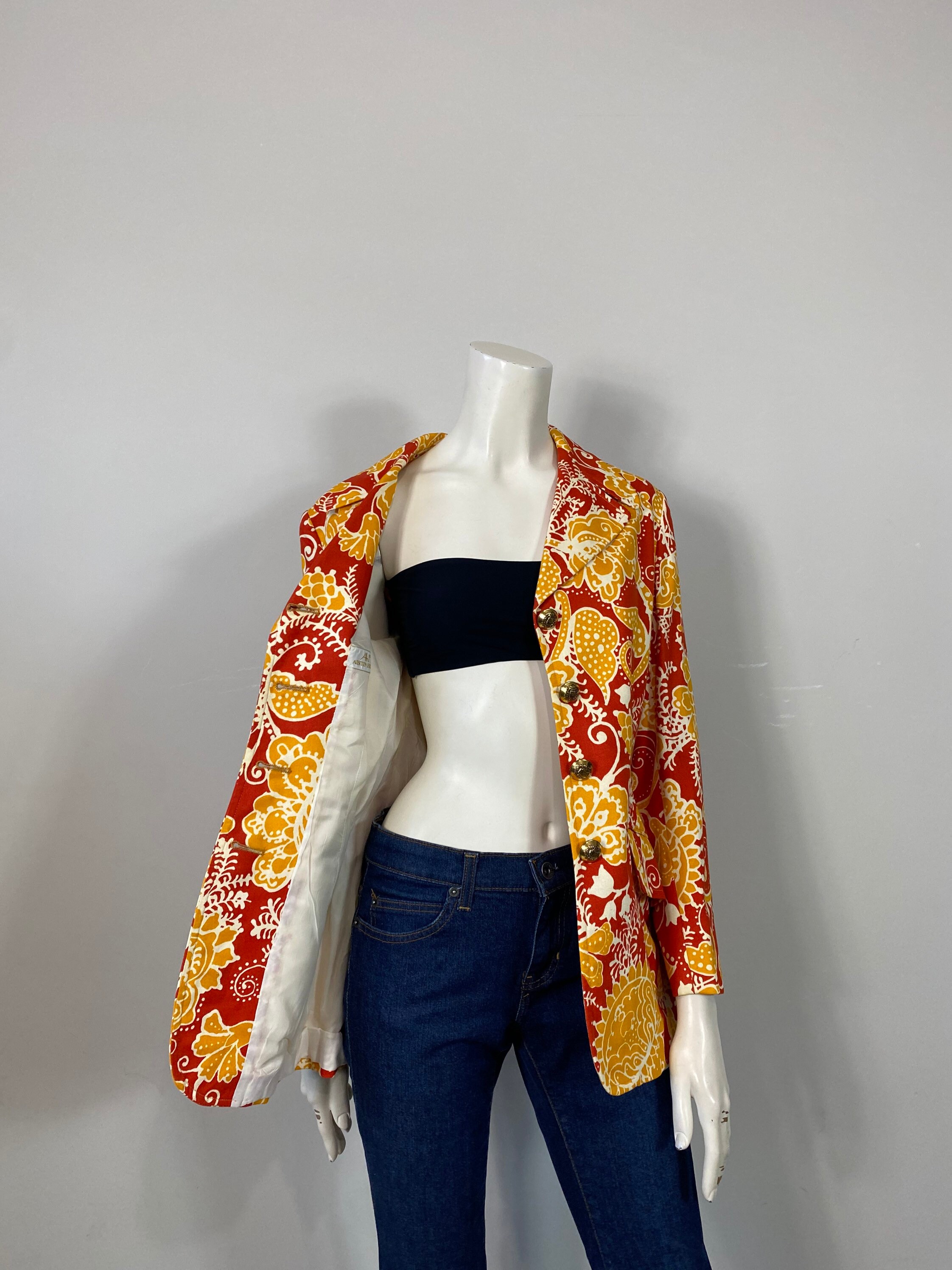 Quintessential 60s Mod Blazer the Most 60s Blazer Ever Coral Goldenrod ...