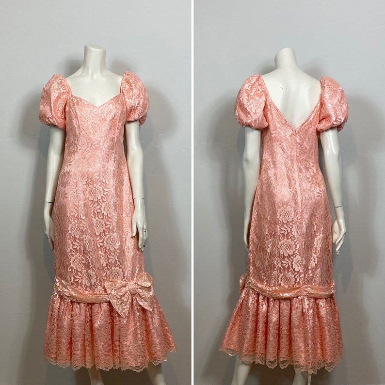 80s Mermaid Prom Dress 80s Peach Lace Prom Dress 80s Peach Etsy