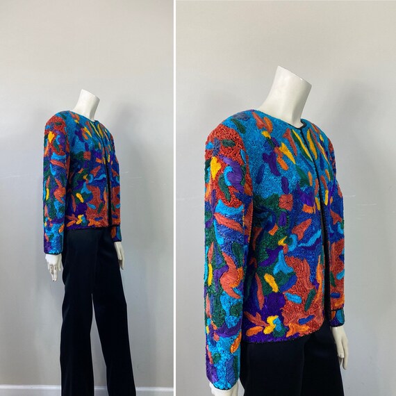 DESIGNER 80s 90s Silk Jacket| Vintage Michael Edw… - image 4