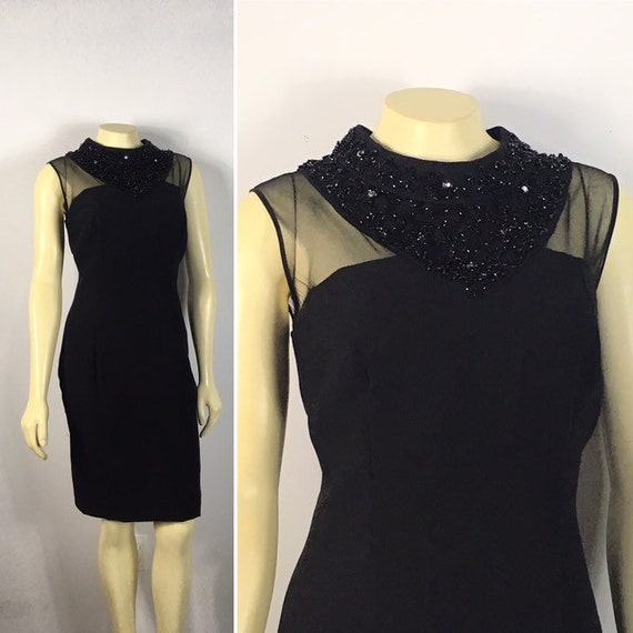 black dress with rhinestone accents