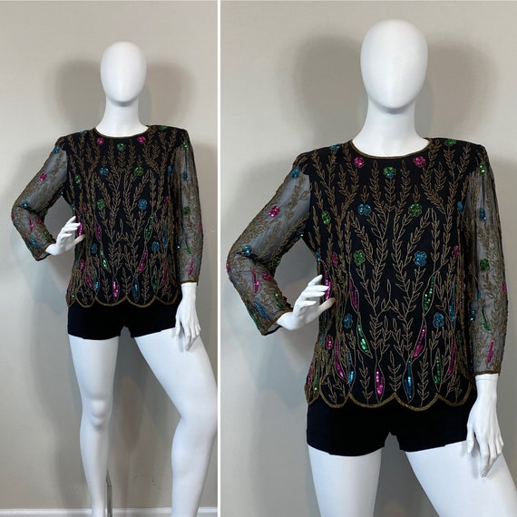 Vintage Sequin Blouse| Vintage Stenay Sequin Bead… - image 3