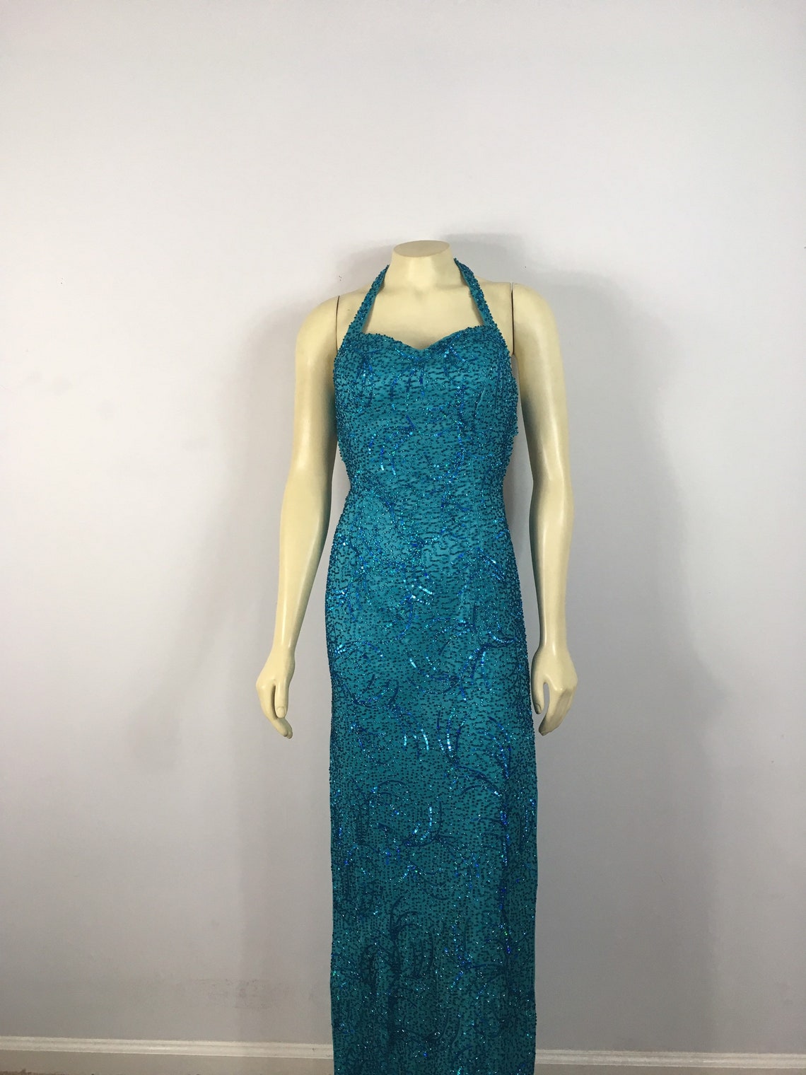 Y2K Prom Dress Teal Beaded 2000s Prom Dress Teal Beaded Etsy