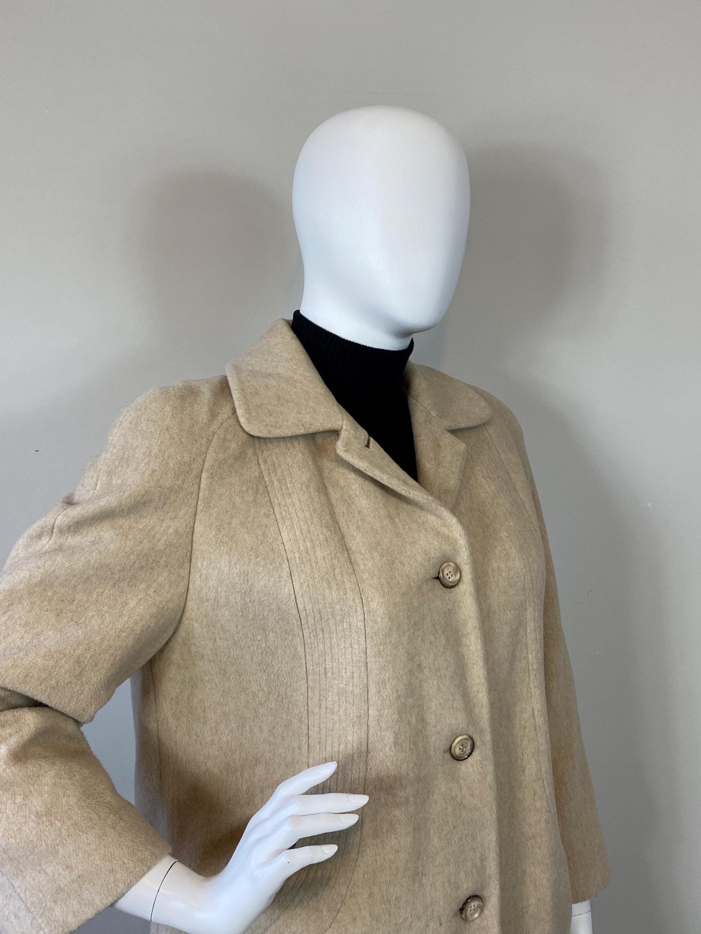 Manteau Long Vintage En Laine Grise ALORNA - Taille Petite (S) - Double Poitrine - Style Années 80