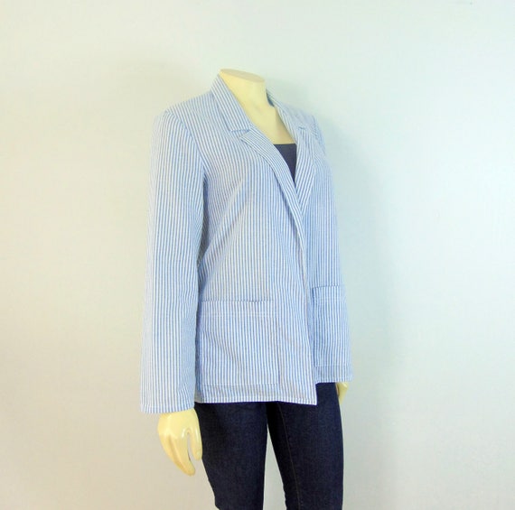 80s Cotton Blazer| 80s Searsucker Blazer| 80s Lig… - image 6