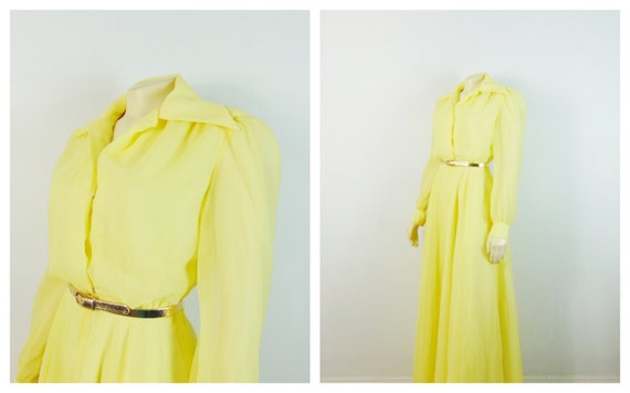 1940s Yellow Formal Gown| 40s Pastel Yellow Full … - image 7