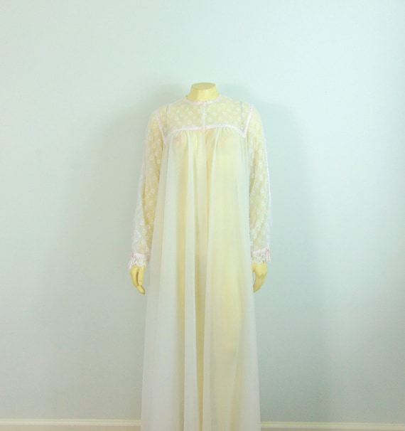 50s Chiffon Peignoir| Bridal Peignoir| Vintage Whi