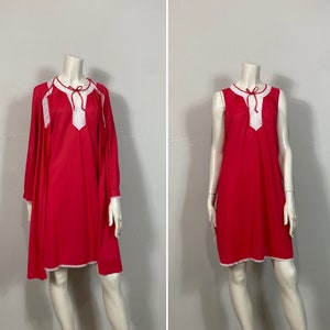 VTG Gossard Artemis Nightgown & Zip Robe Size Medium| Vintage Red Nightgown and Robe Set|