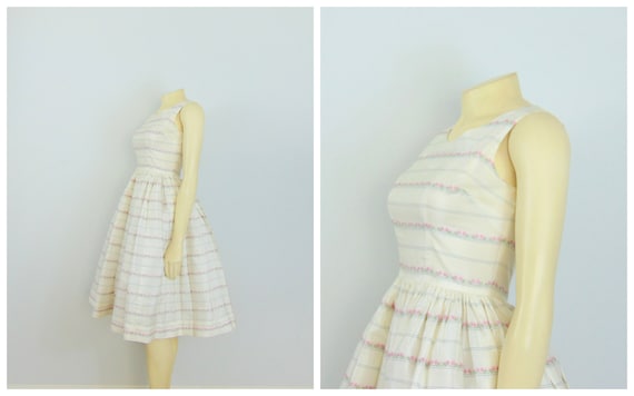 Adorable 50s Bouffant Dress & Jacket Ivory Pink a… - image 5