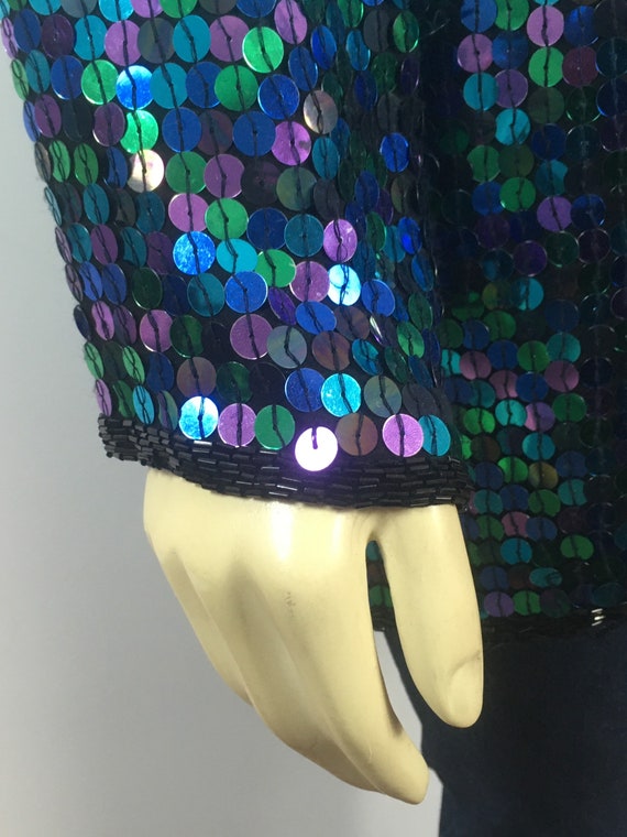 80s 90s Iridescent Sequin Jacket| Vintage Oleg Ca… - image 9