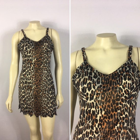 50s Vanity Fair Leopard Print Slip|Vintage Leopard