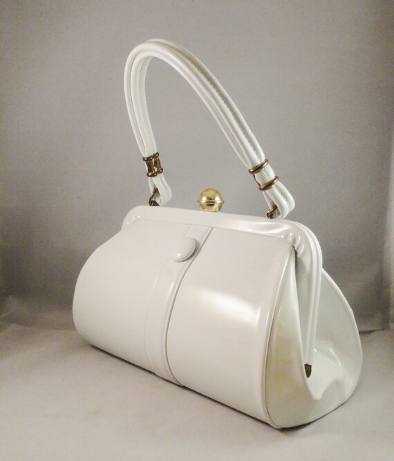 Items similar to Vintage Handbag 60s Mad Men Era White Patent Leather