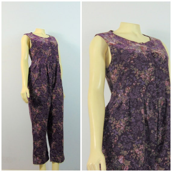 Laura Ashley Jumpsuit Purple Floral Medium