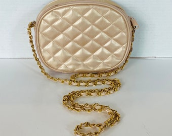 Y2K Metallic Pink Quilted Crossbody Purse | Vintage
