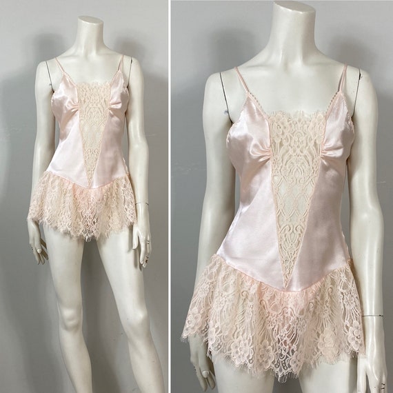 RARE Ralph Montenero Teddy Ballet Pink Satin & Lace Teddy Lingerie  Ballerina Inspired Skirted Teddy Union Made Size Petite Fits XS S 