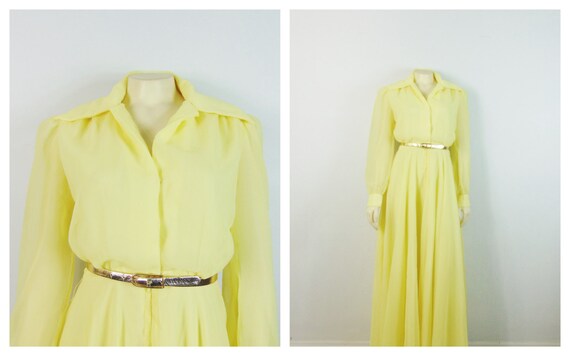 1940s Formal Gown| 40s Yellow Full Length Gown| 40