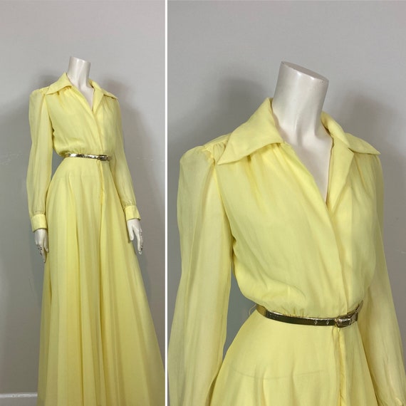 1940s Yellow Formal Gown| 40s Pastel Yellow Full … - image 1