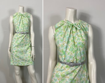 40s 50s Pastel Floral Dress| Lightweight Housedress| Vintage Spring Summer Dress| Side Metal Zipper Dress medium