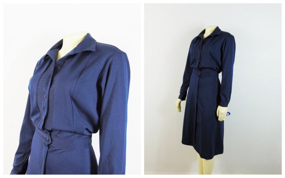 navy blue shirtwaist dress