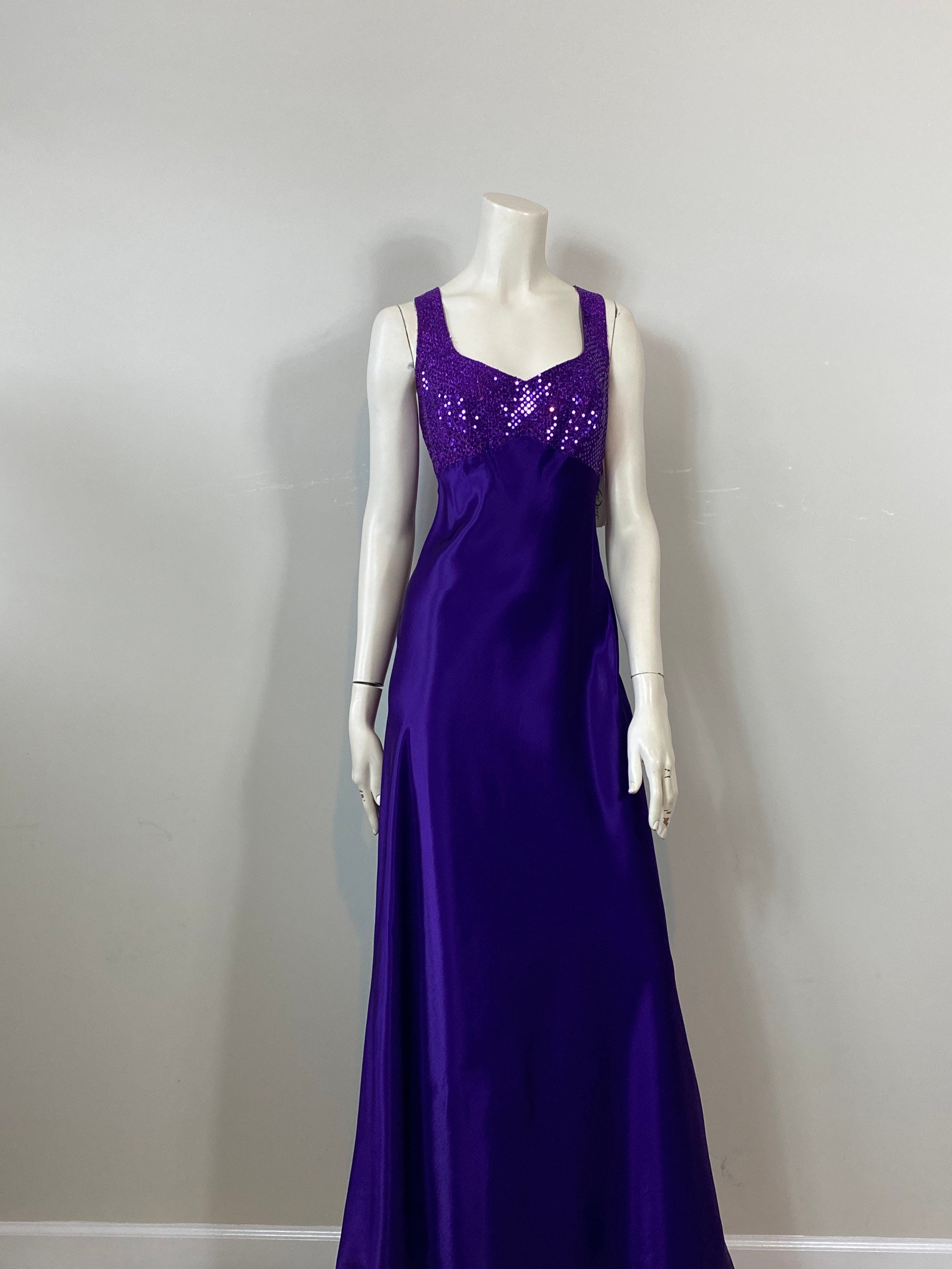 VTG Steppin Out Women's Purple Iridescent Y2K Mini Dress – Size 13/14