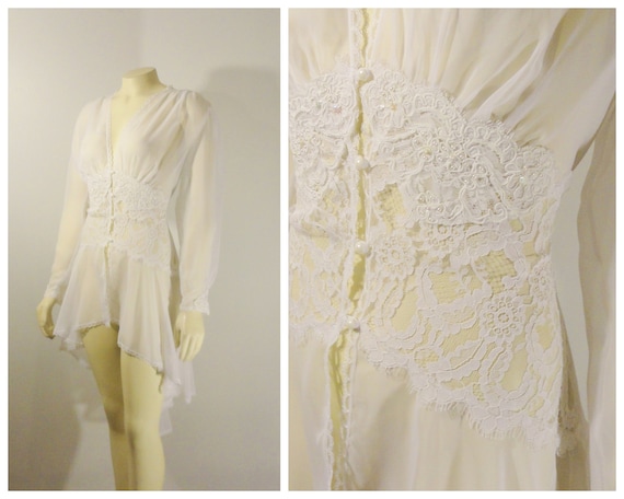 80s Victoria's Secret Robe| 80s White Bridal Dress