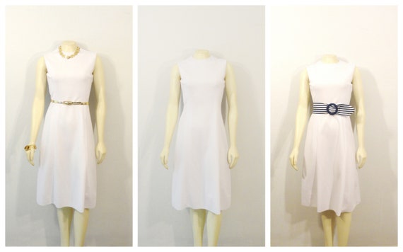 60s 70s White Mod Dress| Simple White A Line Dress