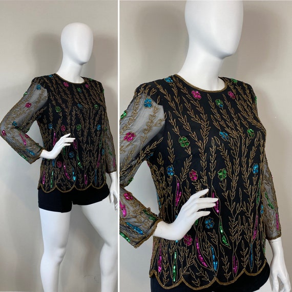 Vintage Sequin Blouse| Vintage Stenay Sequin Bead… - image 2