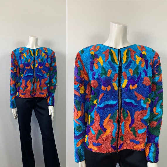 DESIGNER 80s 90s Silk Jacket| Vintage Michael Edw… - image 2