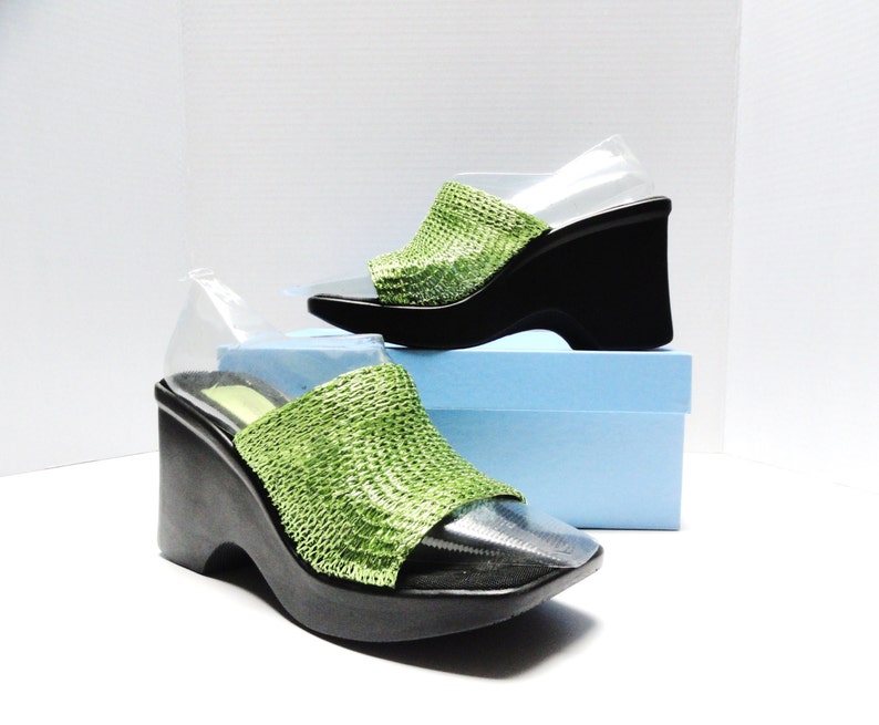 Vintage Shoes 90s Exotic Wedge Platform Franco Sarto Metallic | Etsy