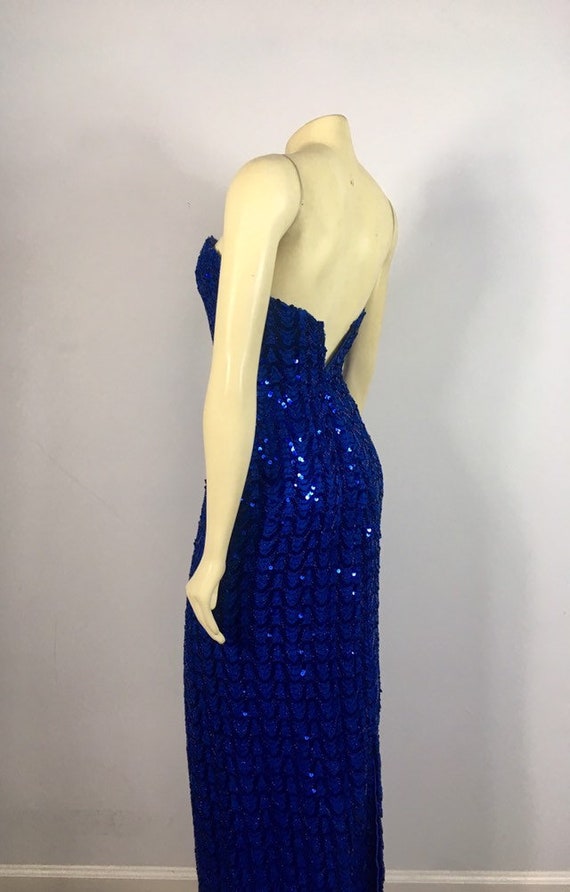 DESIGNER 70s Mike Benet Formals Blue Sequin Dress… - image 8