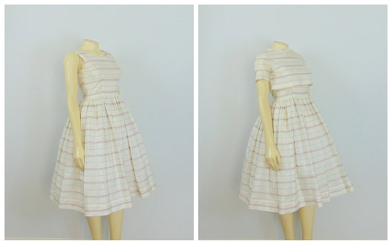 Adorable 50s Bouffant Dress & Jacket Ivory Pink a… - image 7