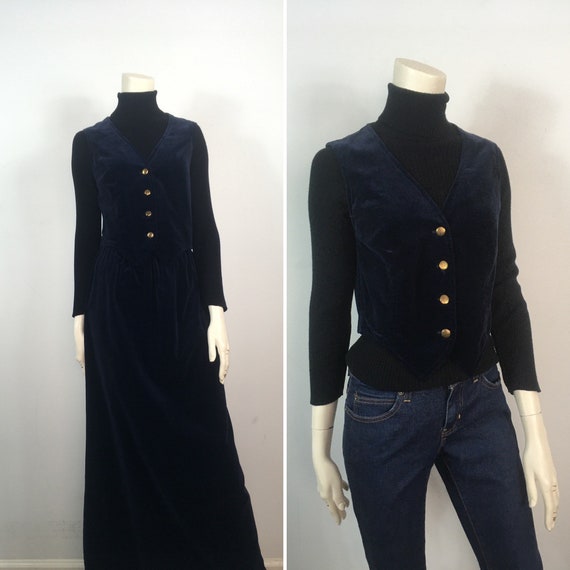 60s 70s Blue Velvet Suit| 60s 70s Dark Blue Velve… - image 8