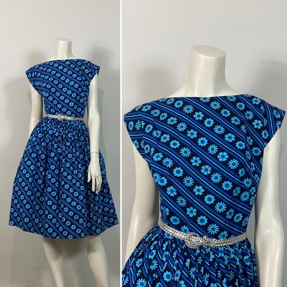 1950s 50s Ann Taylor Bouffant Dress| 50s Blue & Aqua Floral Stripes Dress| Cap Sleeves Metal Zipper Dress| Vintage Blue Dress Medium - Etsy 1950s 50s Ann Taylor Bouffant Dress| 50s Blue & Aqua Floral Stripes Dress| Cap Sleeves Metal Zipper Dress| Vintage Blue Dress Medium - Etsy