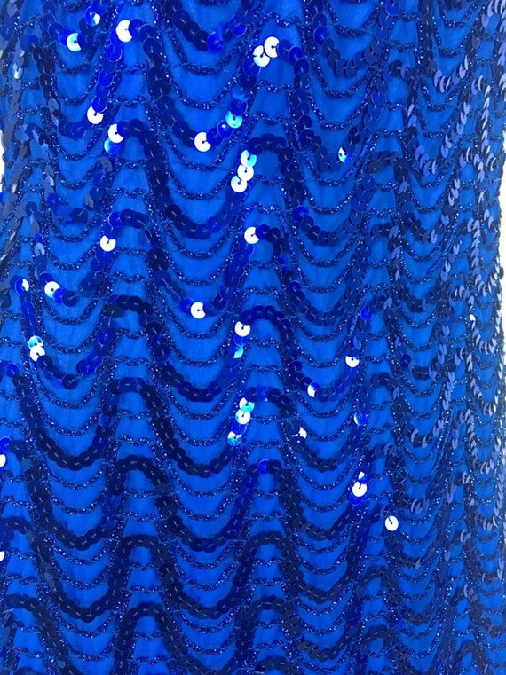 DESIGNER 70s Mike Benet Formals Blue Sequin Dress… - image 10