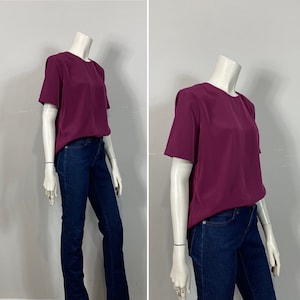 80s Blouse| Vintage 80s Lauren Lee Berry Purple Blouse size M Modern M - L