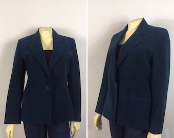 UltraSuede Blazer| Teal Blazer| Teal Ultrasuede Blazer| 2 Button Blazer| Blue Blazer size 10 Modern Medoim