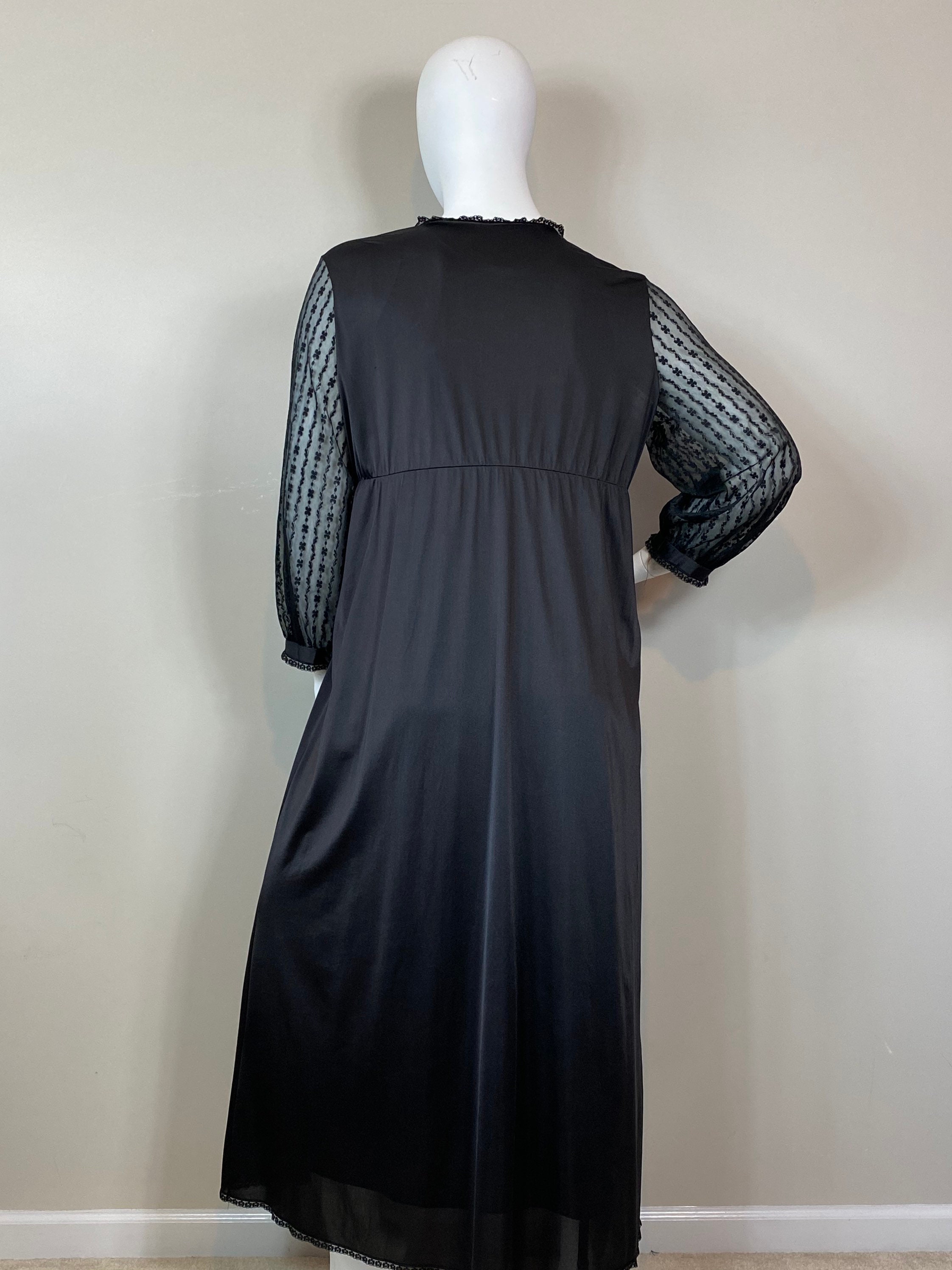 Vintage Black Satin Robe XXL 4446 Vintage Plus Size Etsy