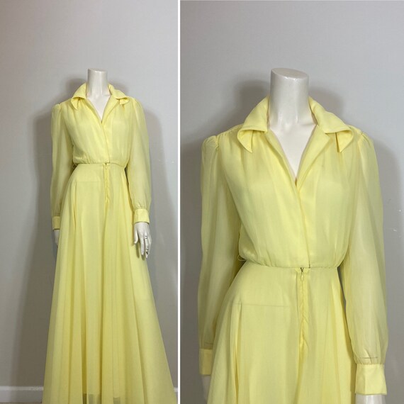 1940s Yellow Formal Gown| 40s Pastel Yellow Full … - image 3