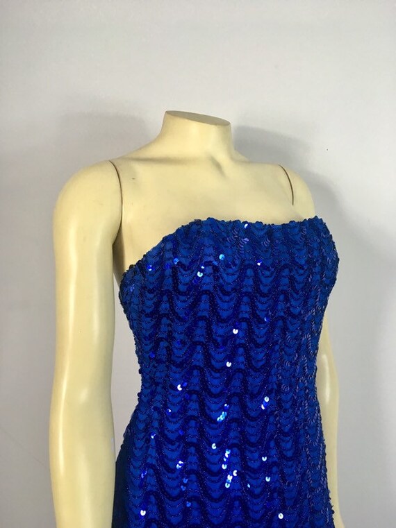 DESIGNER 70s Mike Benet Formals Blue Sequin Dress… - image 7