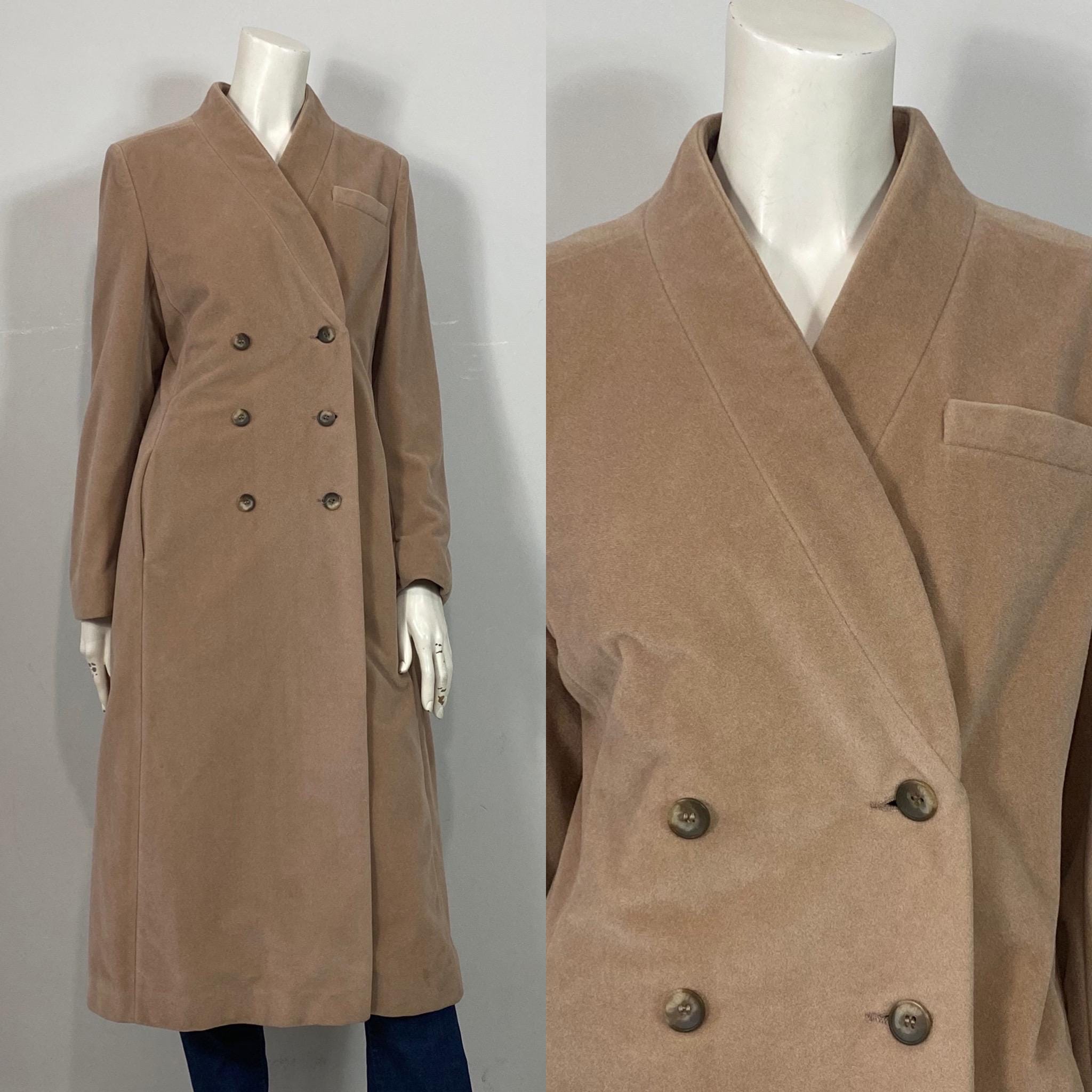 Vintage Trench Coat| 80s Kish-Mer by Cloverfield Qiana Cashmere Trench Coat| Vintage Dress Coat Size